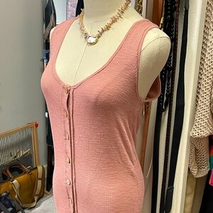 We the Free Gia Long Vest Dress Pink Ribbed Sleeveless Women’s Size XS NWT